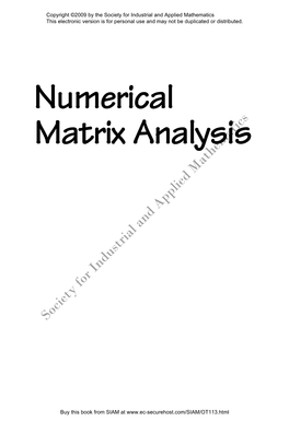 Numerical Matrix Analysis