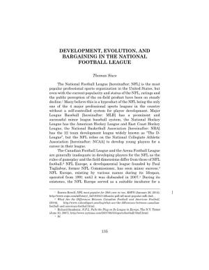 Development, Evolution, and Bargaining in the National Football League