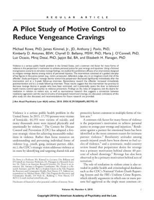 A Pilot Study of Motive Control to Reduce Vengeance Cravings