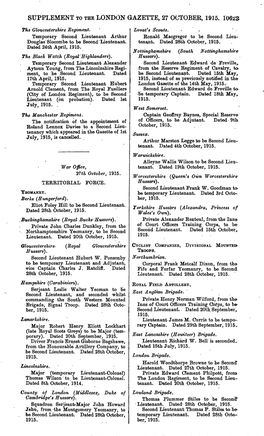 Supplement to the London Gazette, 27 October, 1915