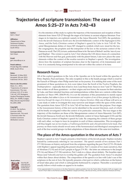 Trajectories of Scripture Transmission: the Case of Amos 5:25–27 in Acts 7:42–43