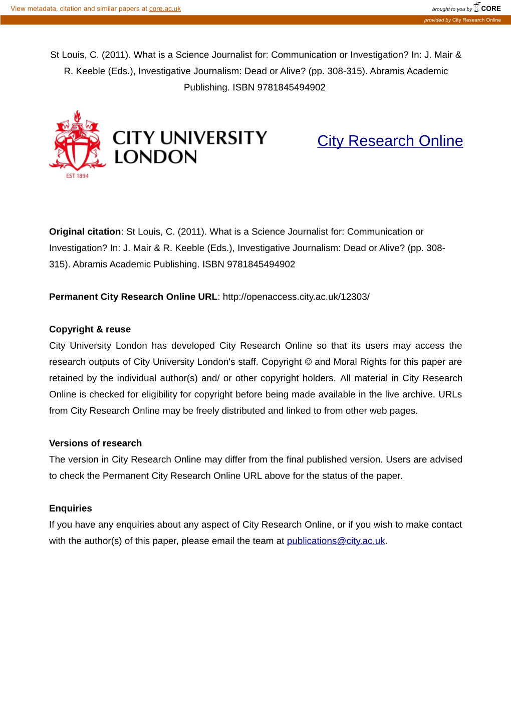 City Research Online