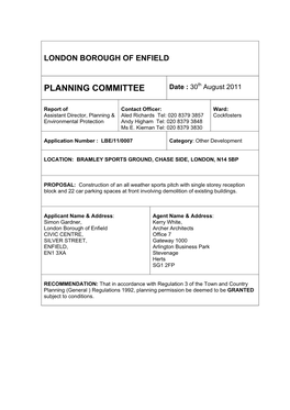 PLANNING COMMITTEE Date : 30Th August 2011