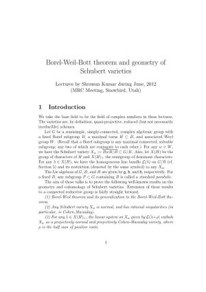 Borel-Weil-Bott Theorem and Geometry of Schubert Varieties