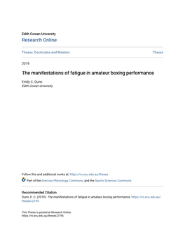 The Manifestations of Fatigue in Amateur Boxing Performance