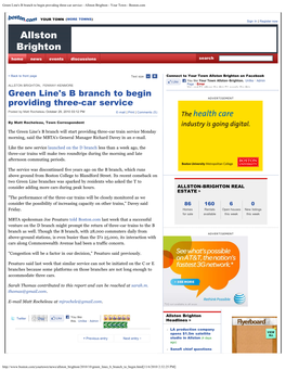 Green Line's B Branch to Begin Providing Three-Car Service - Allston Brighton - Your Town - Boston.Com