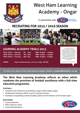 West Ham Learning Academy - Ongar