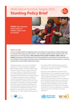 WHA Global Nutrition Targets 2025: Stunting Policy Brief