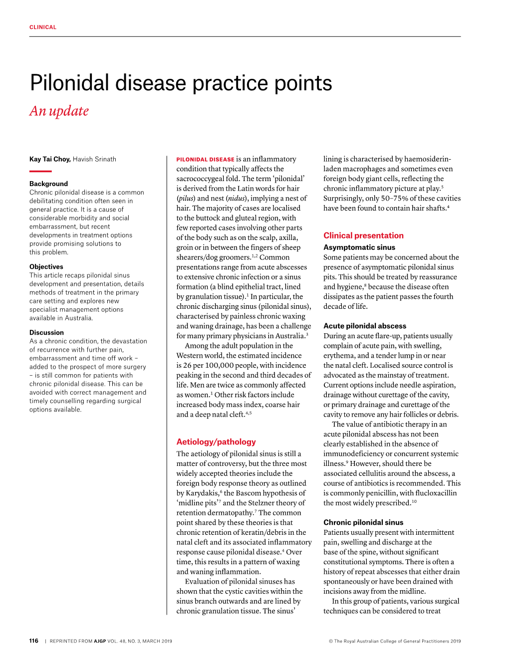 Pilonidal Disease Practice Points an Update