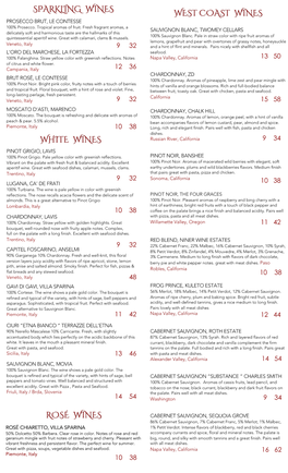 Francesco's Wine List