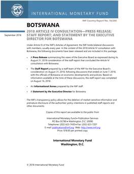 Botswana: 2018 Article IV Consultation