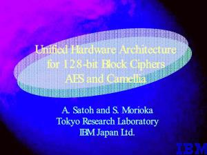 Unified Hardware Architecture for 128-Bit Block Ciphers AES and Camellia