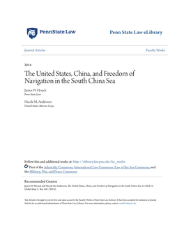 The United States, China, and Freedom of Navigation in the South China Sea, 13 Wash
