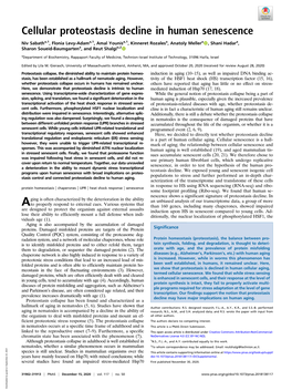 Cellular Proteostasis Decline in Human Senescence