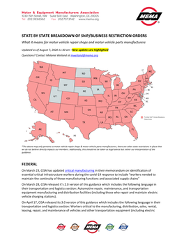 STATE by STATE BREAKDOWN of Ship/BUSINESS RESTRICTION ORDERS FEDERAL