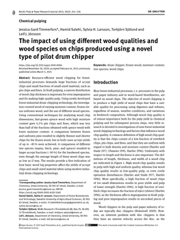 The Impact of Using Different Wood Qualities and Wood Species On