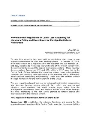 New Financial Regulations in Cuba: Less Autonomy for Monetary Policy and More Space for Foreign Capital and Microcredit