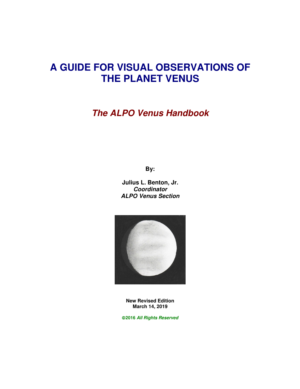 A Guide for Visual Observations of the Planet Venus