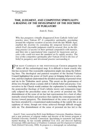 Time, Judgment, and Competitive Spirituality: a Reading of the Development of the Doctrine of Purgatory