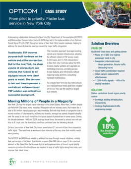 CASE STUDY Vehicle Platform from Pilot to Priority: Faster Bus Service in New York City