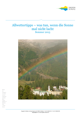 Allwettertipps – Was Tun, Wenn Die Sonne Mal Nicht Lacht Sommer 2013