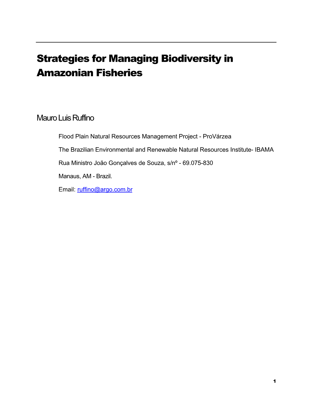 Strategies for Managing Biodiversity in Amazonian Fisheries