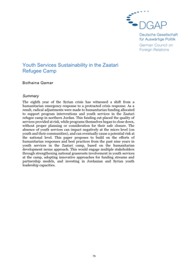 Youth Services Sustainability in the Zaatari Refugee Camp