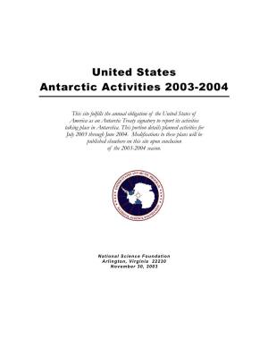United States Antarctic Activities 2003-2004