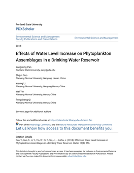 Effects of Water Level Increase on Phytoplankton Assemblages in a Drinking Water Reservoir