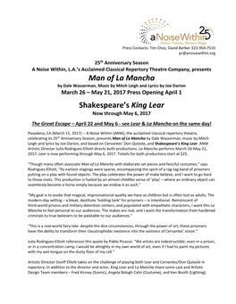 Man of La Mancha Shakespeare's King Lear