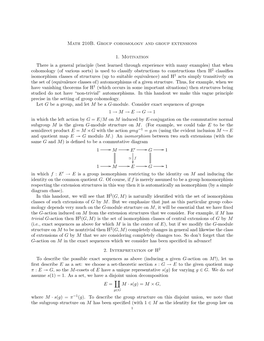 Math 210B. Group Cohomology and Group Extensions