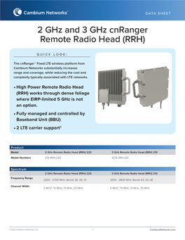 2 Ghz and 3 Ghz Cnranger Remote Radio Head (RRH)