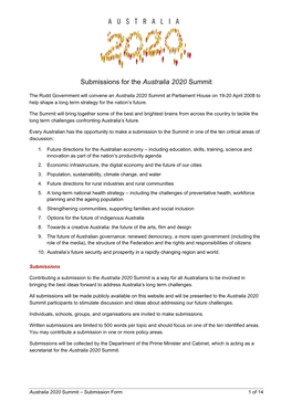 Australian 2020 Summit Submission Form