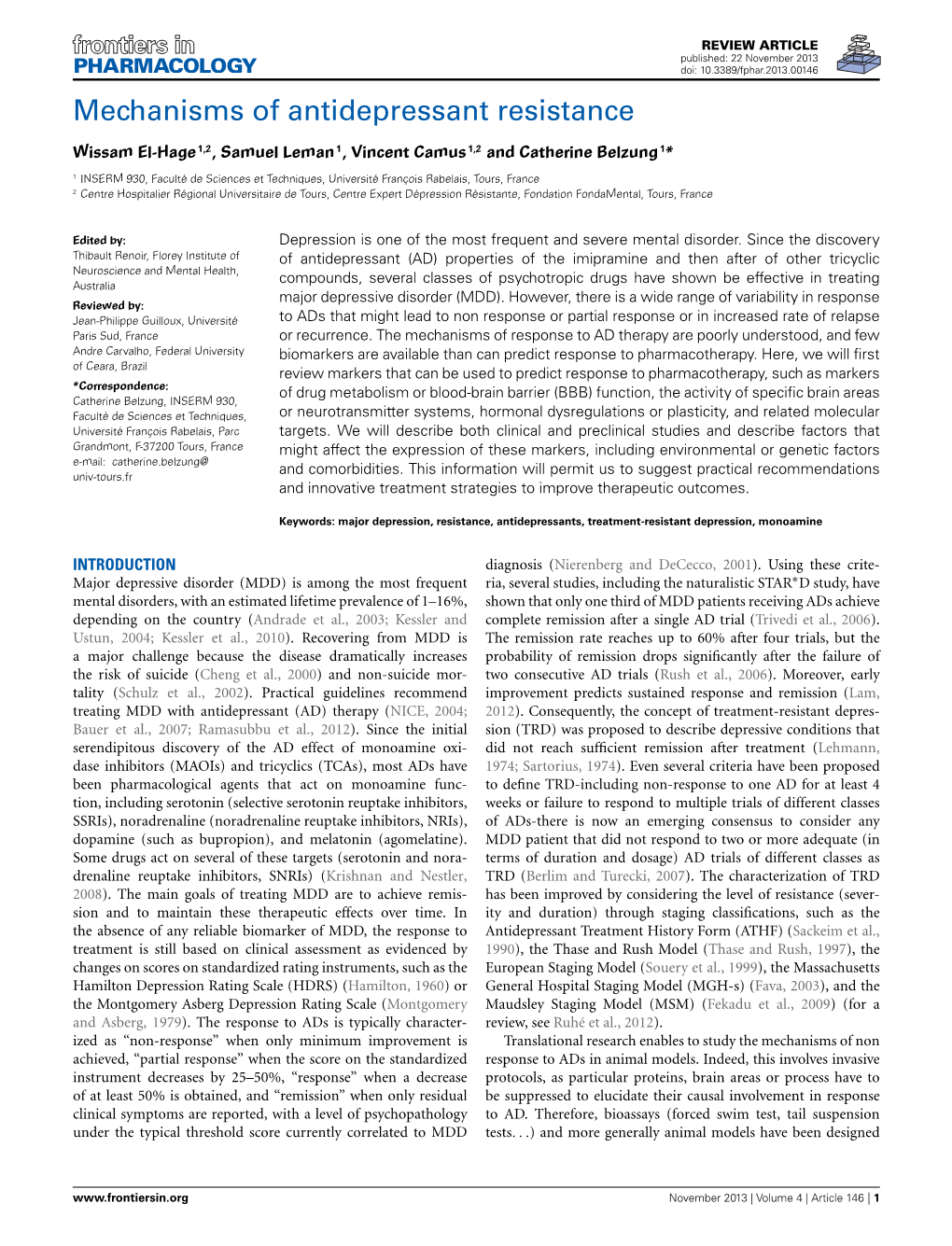 Mechanisms of Antidepressant Resistance