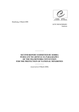 Second Report Submitted by Serbia Pursuant to Article 25, Paragraph 1 of the Framework Convention for the Protection of National Minorities ______