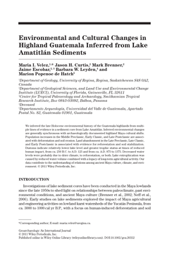 Environmental and Cultural Changes in Highland Guatemala Inferred from Lake Amatitlán Sediments
