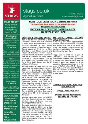 Tavistock Livestock Centre Report Stags Report