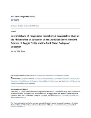 Interpretations of Progressive Education: a Comparative Study Of