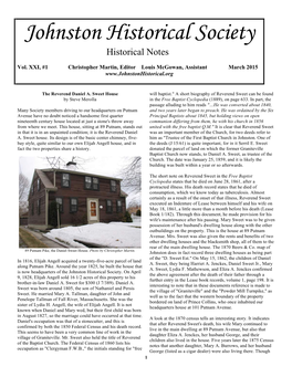 Johnston Historical Society Historical Notes