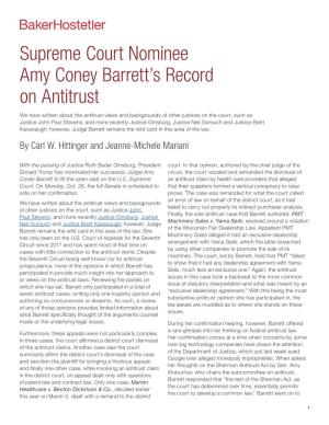 Supreme Court Nominee Amy Coney Barrett's Record on Antitrust