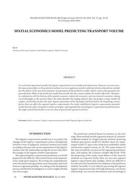 Spatial Economics Model Predicting Transport Volume