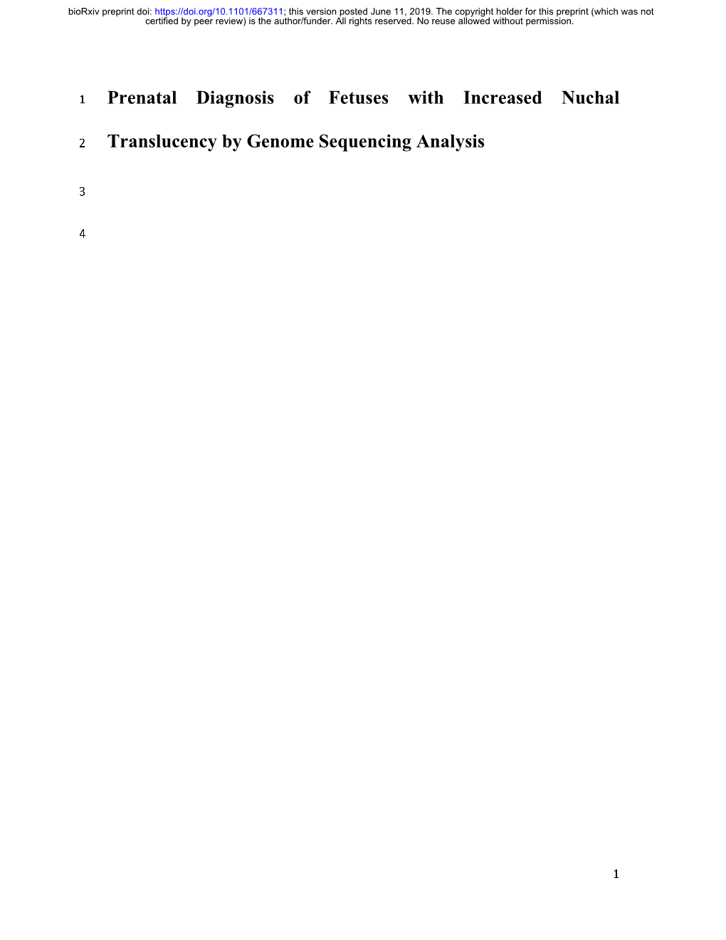 Prenatal Diagnosis of Fetuses with Increased Nuchal Translucency By