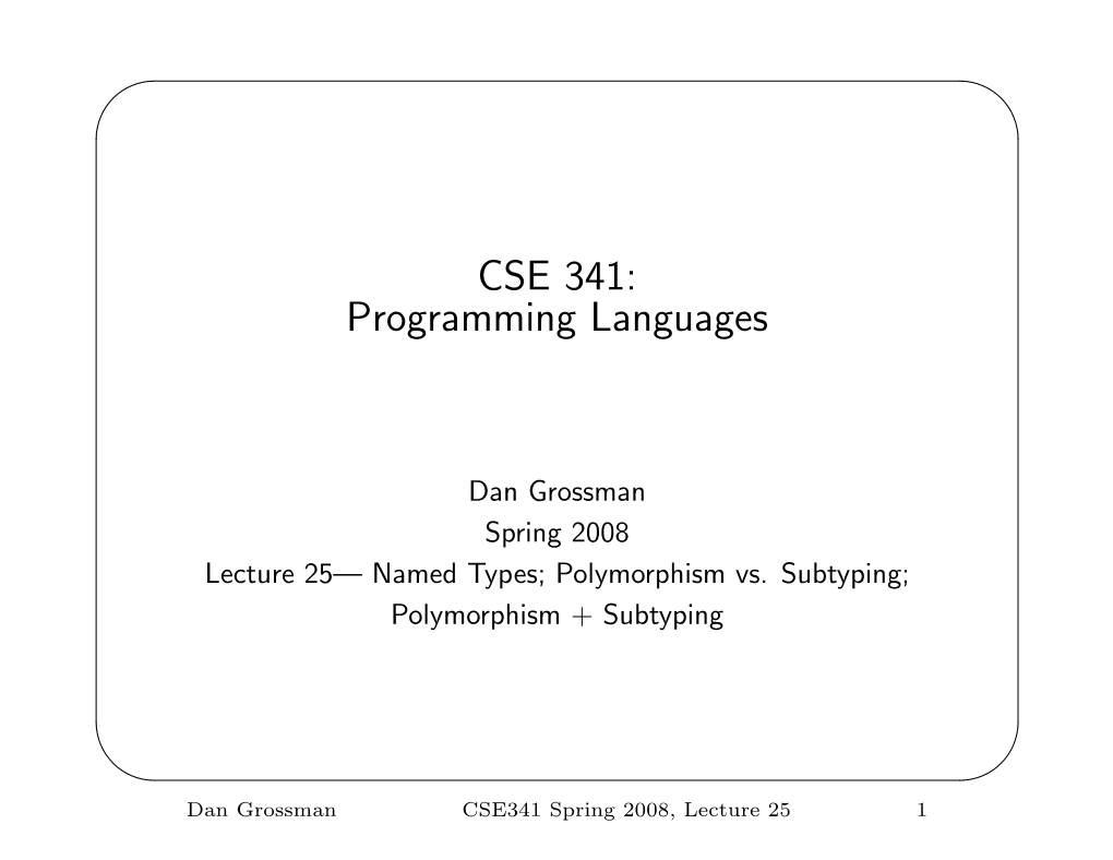 CSE 341: Programming Languages