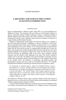 6. Religion and Science Education: an Egyptian Perspective