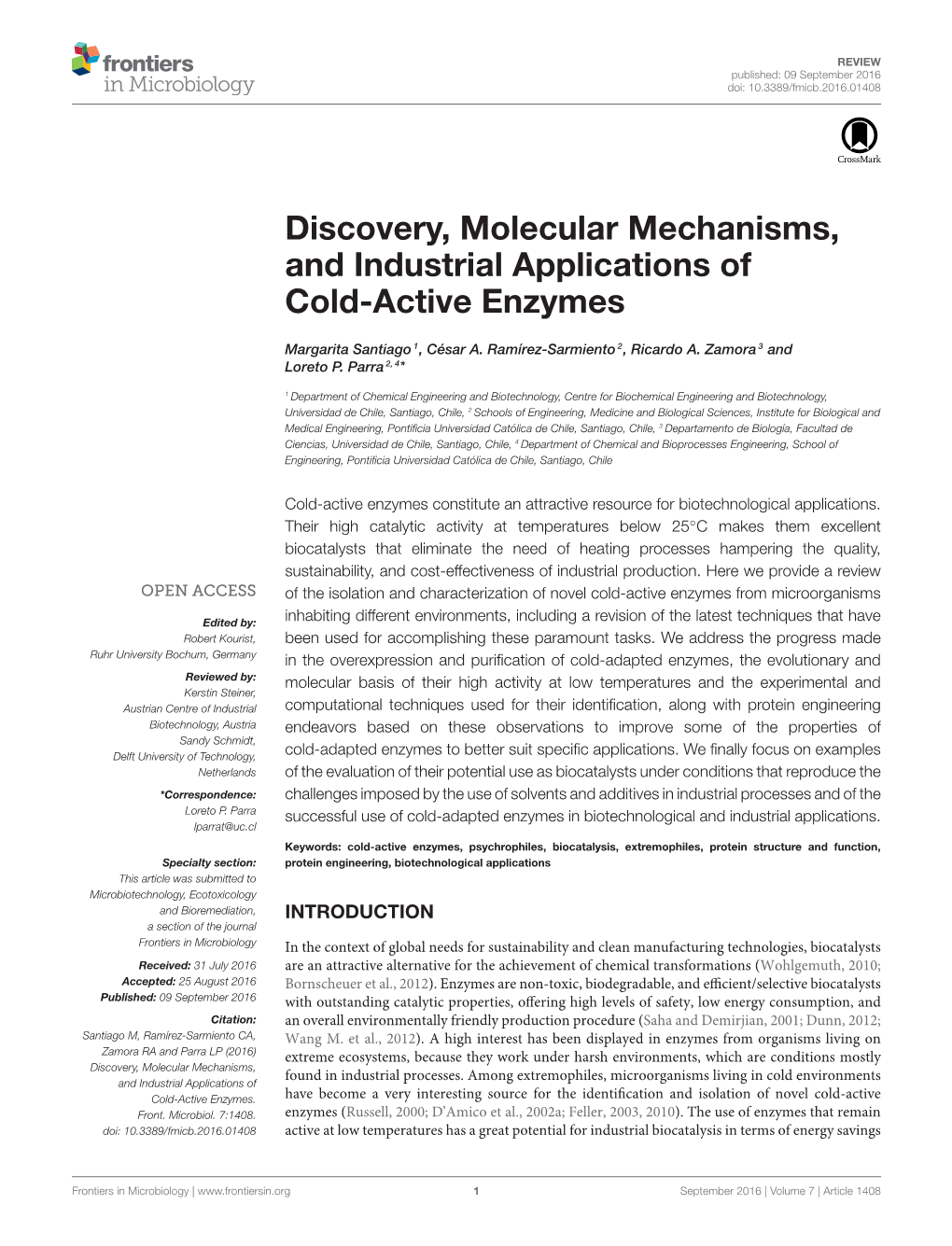 Discovery, Molecular Mechanisms, and Industrial Applications of Cold-Active Enzymes