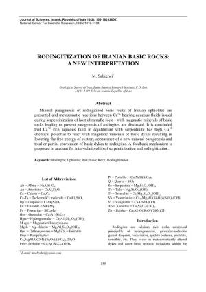 Rodingitization of Iranian Basic Rocks: a New Interpretation