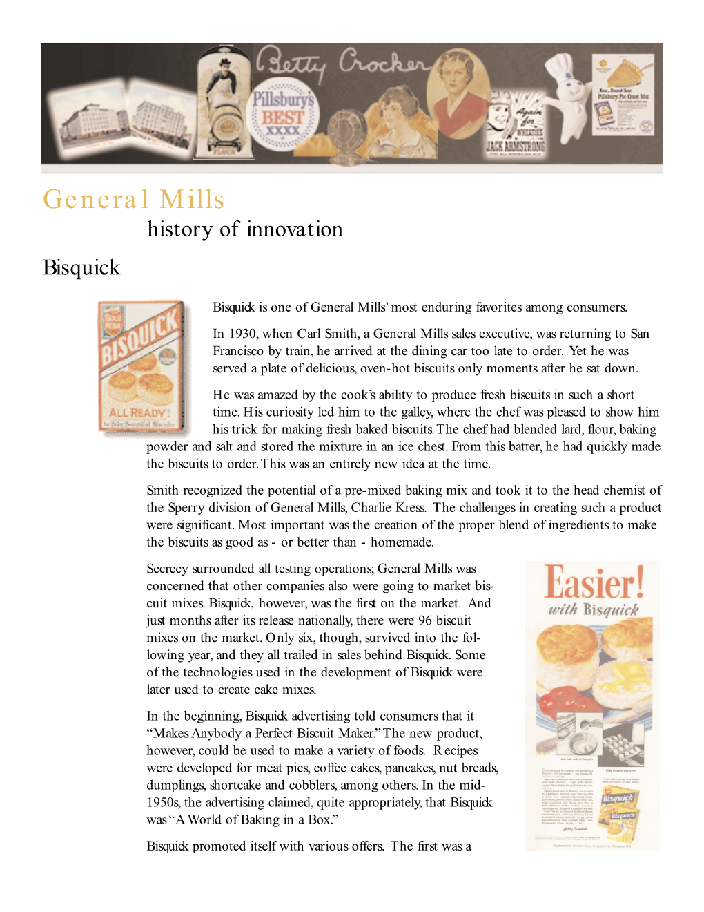 General Mills History of Innovation Bisquick