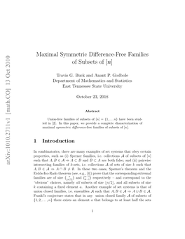 Maximal Symmetric Difference-Free Families of Subsets Of