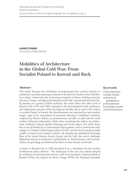 Mobilities of Architecture in the Global Cold War: from Socialist Poland to Kuwait and Back