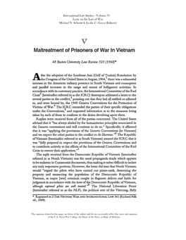 Maltreatment of Prisoners of War in Vietnam